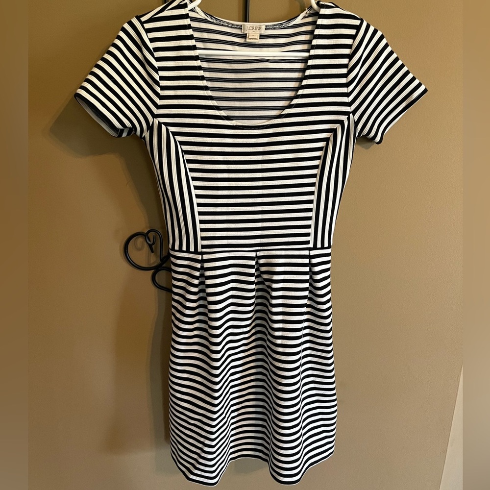 J. Crew Striped Mini Dress in Black and White